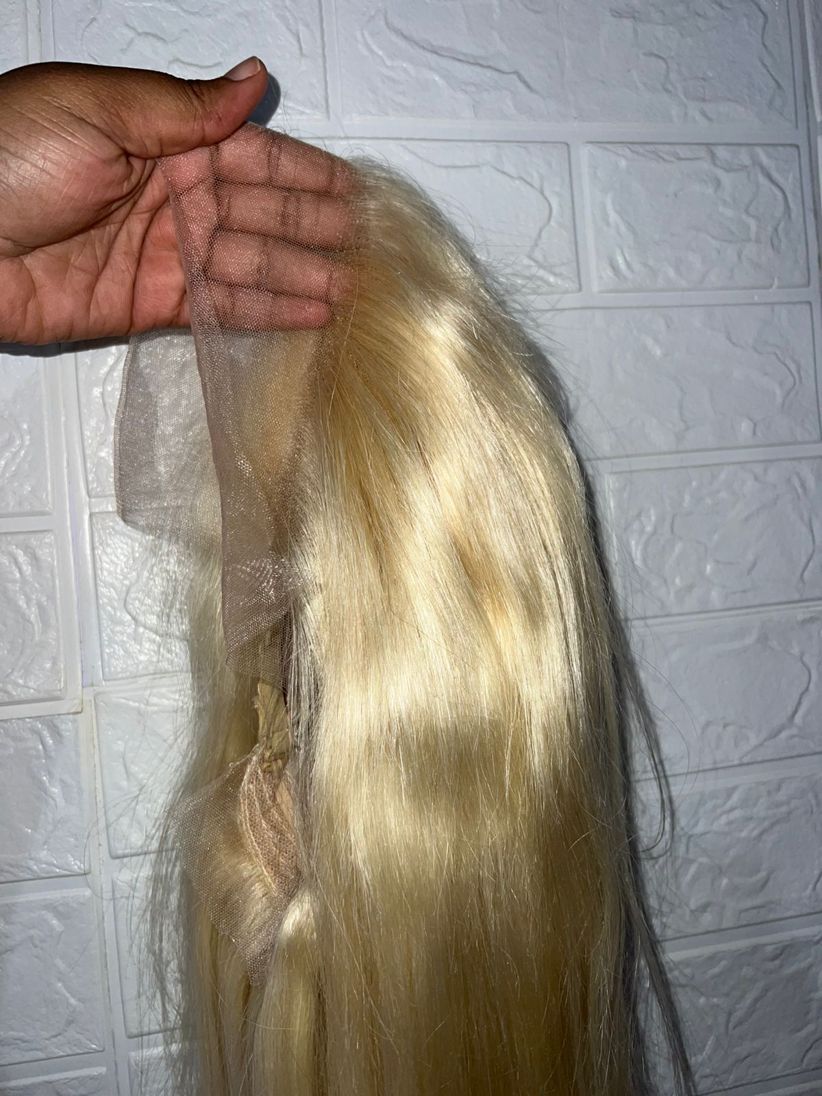 32" Straight Blonde Human Hair Wig