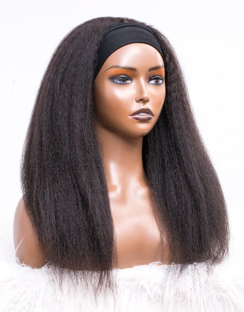 18” kinky straight headband wig human