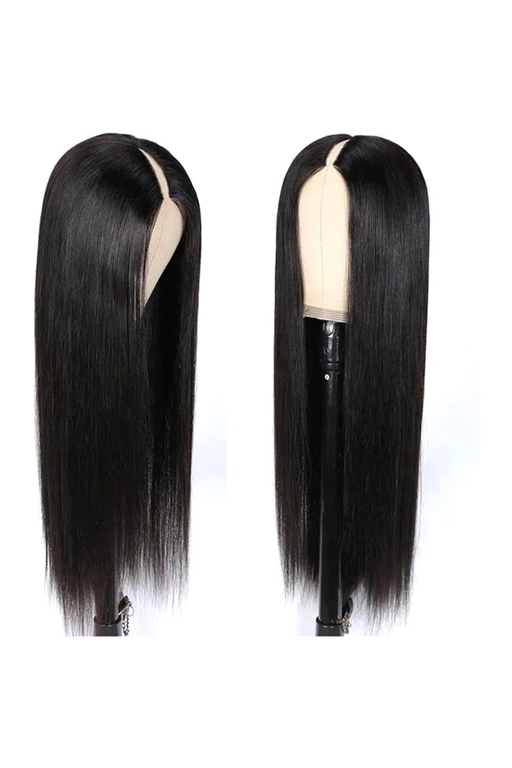 18” V Part Wigs Human Hair 200% Density Straight